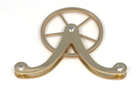 Pulleys 03: Twin weight yoke style polished brass cable pulley (45mm). (RWS)